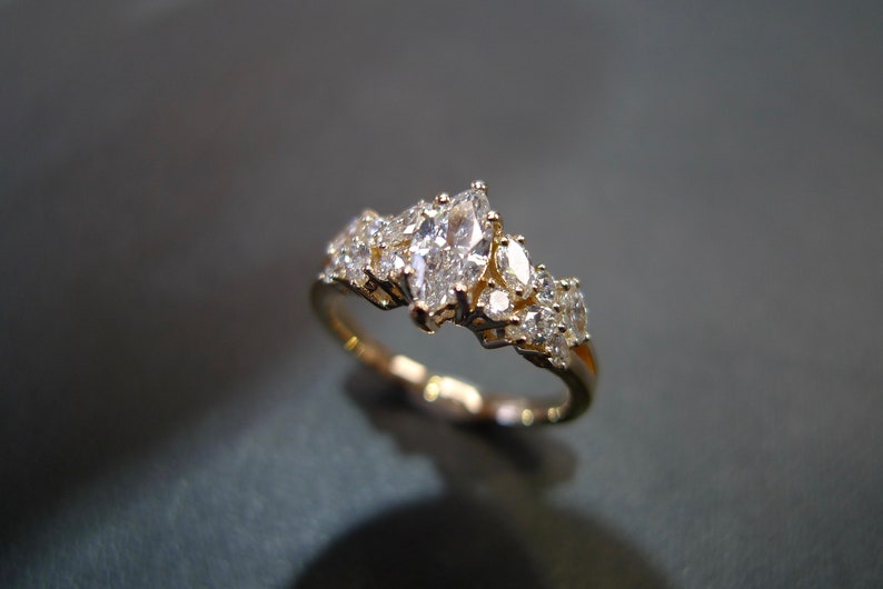 unique engagement ring, marquise ring, marquise cut ring, diamond ring, diamond engagement ring, yellow gold ring, vintage ring, women engagement ring, marquise diamond ring, proposal ring, birthstone ring, diamond jewelry, delicate ring, gifts