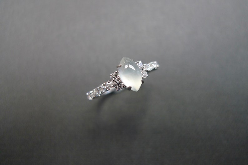 natural jadeite jade, white jade ring, white jade engagement ring, white jadeite jewelry, natural white jade ring, jade ring for women