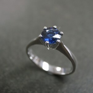 Blue Sapphire Engagement Ring in 14K White Gold, Blue Sapphire Ring, Solitaire Ring, Solitaire Engagement Ring, Classic Engagement Ring
