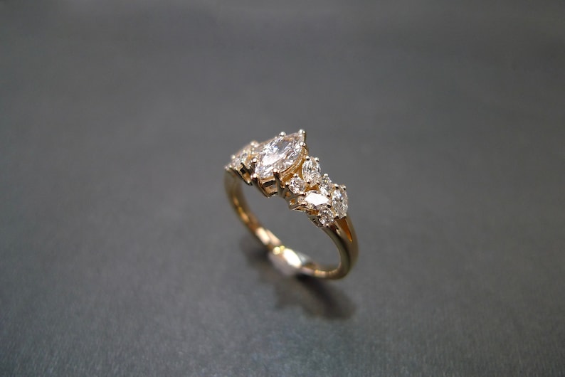 engagement ring, unique ring, unique engagement ring, marquise ring, marquise cut ring, marquise diamond ring, diamond ring, women's engagement ring, vintage style ring, diamond gift for her, Art Deco ring, engagement ring set, proposal ring