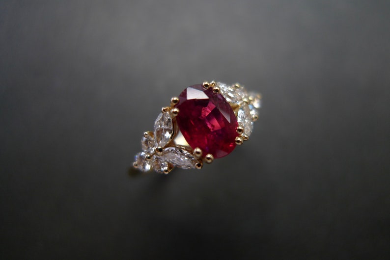 oval ring, oval ruby ring, ruby ring, ruby engagement ring, red gemstone ring, unique engagement ring, marquise ring, marquise diamond ring, raw stone, gemstone ring, birthstone ring, diamond engagement ring, unique engagement ring, Art Deco ring