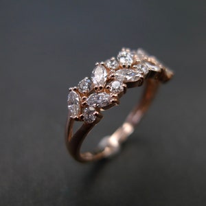 Rose gold ring, marquise diamond ring, marquise ring, women wedding ring, women wedding band, bridal ring, engagement rings, women engagement ring, unique ring, unique wedding ring, unique jewelry, handmade ring, handmade jewelry, custom made ring