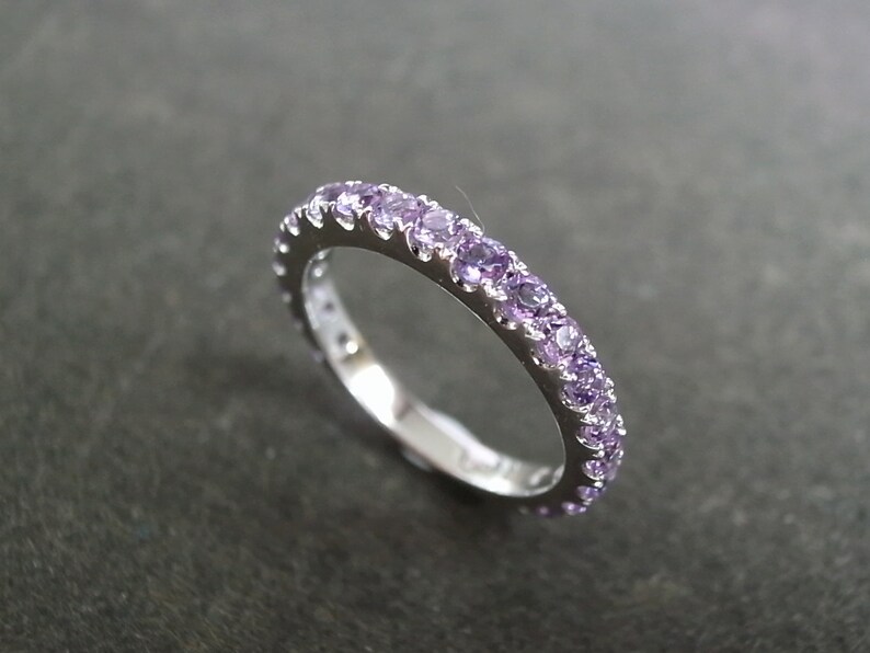 Amethyst Wedding Ring in 14K White Gold - Etsy