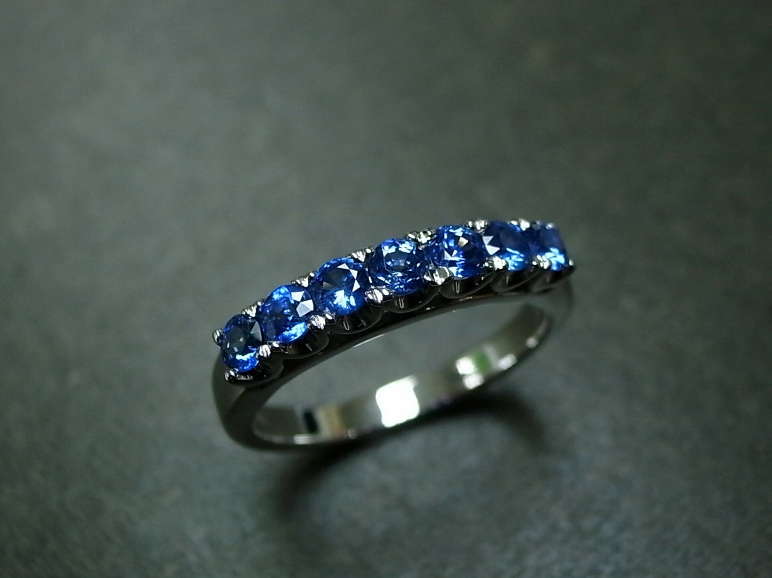 Blue Sapphire Wedding Ring in 18K White Gold Blue Sapphire Etsy