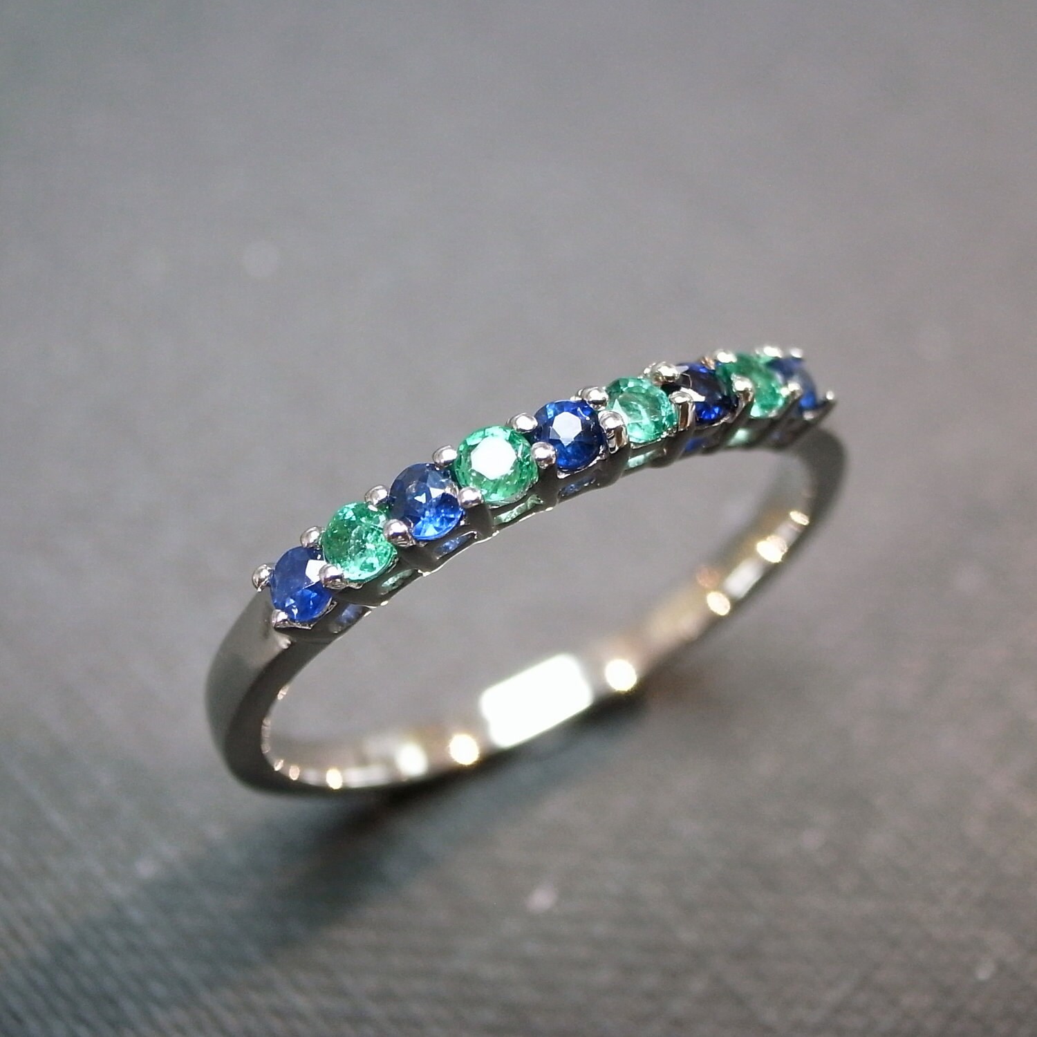Sapphire and emerald eternity deals ring