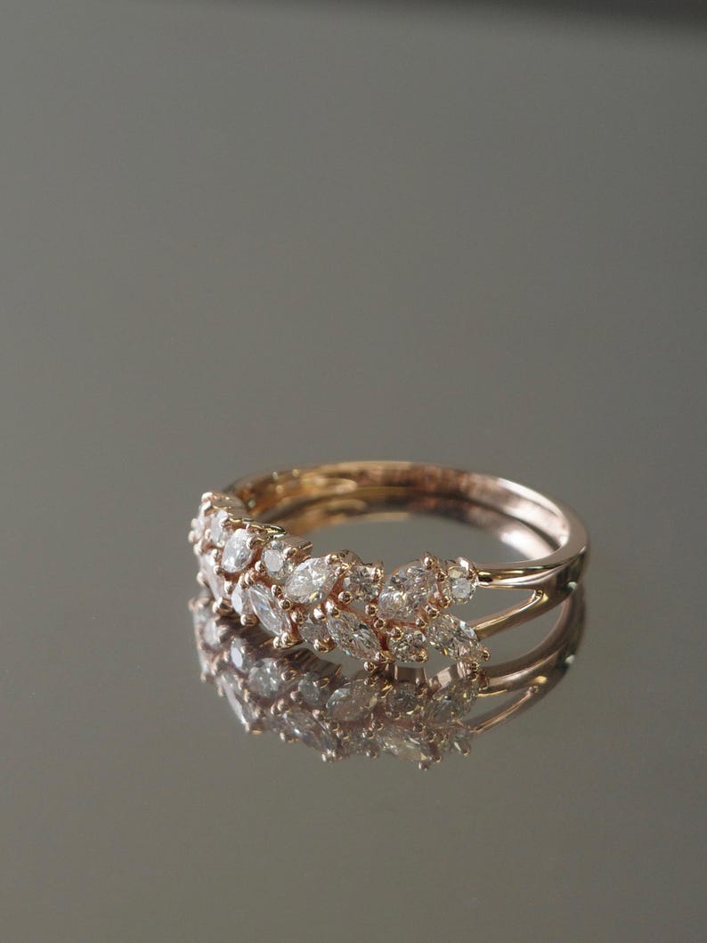 Handmade marquise diamond ring in rose gold