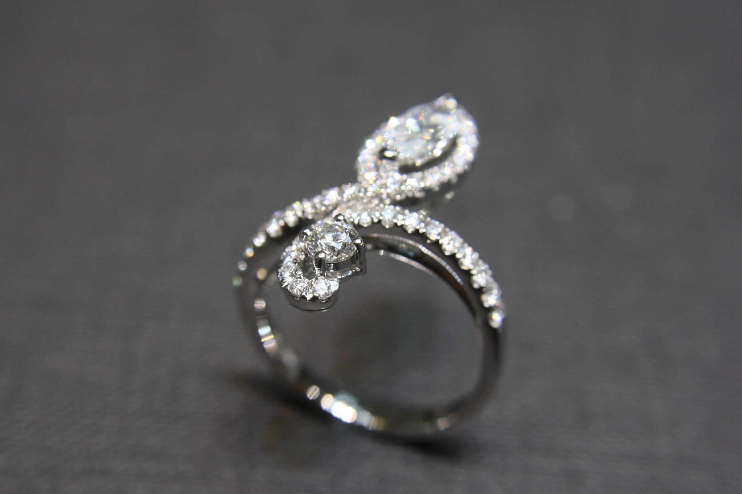 Engagement Diamond Ring in 18K White Gold - Etsy