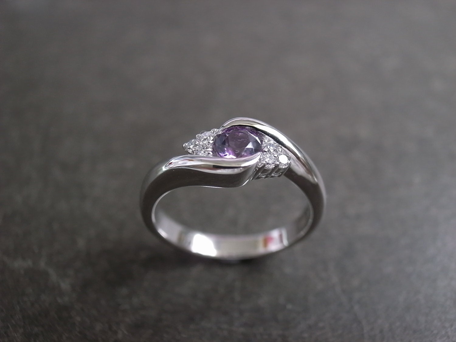 Diamond Wedding Engagement Ring with Amethyst Gemstone Purple | Etsy