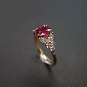 ruby engagement ring, unique engagement ring, diamond engagement ring, women engagement ring, engagement ring set, raw stone, Art Deco ring, vintage style ring, anniversary gift, gemstone jewelry, birthstone gift, birthstone ring, unique ring