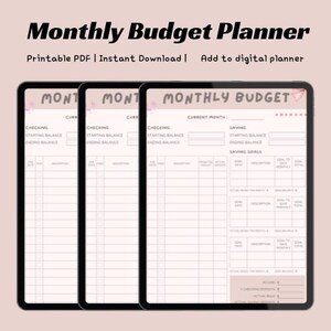 Pink Digital Budget Planner for GoodNotes | Monthly Budget Tracker | Aesthetic iPad Insert | Digital Finance Organizer PDF