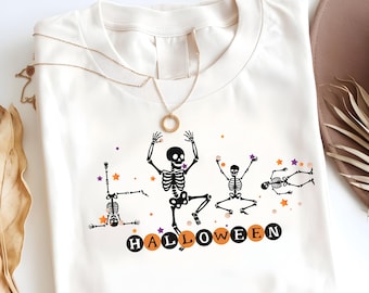 Dansande skelett Halloween-tröja: T-shirt eller långärmad i bekväma färger