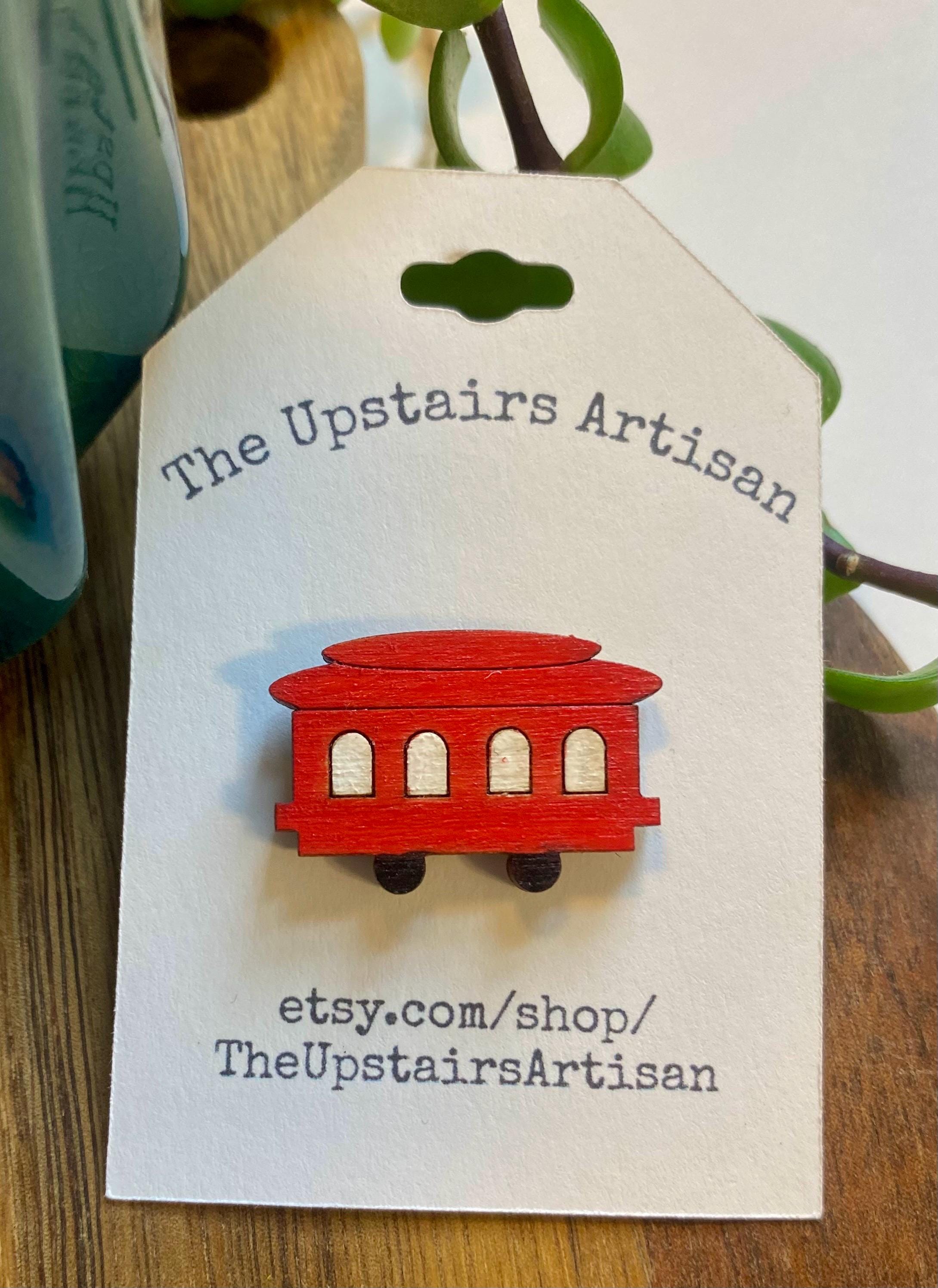 Trolley Pin Red Trolley Wooden Pin - for Hat, Jacket or Shirt - Etsy