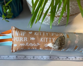 Cat Kicker Toy with Catnip, Handmade Kitty Purr Meow Cat Toy, Orange Blue Catnip Kicker