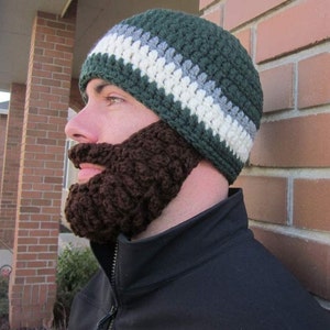 Adult ULTIMATE Bearded Beanie Dark Sage Mix image 1