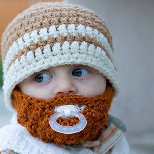 Infant ULTIMATE Warm Brown 2-Stripe Bearded Beanie