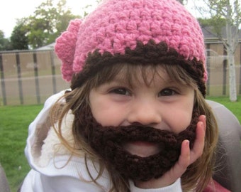 SALE!! Girls ULTIMATE Bearded Beanie Pink and Brown