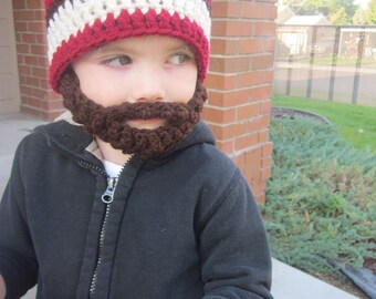 Kids ULTIMATE Bearded Beanie Burgundy Mix