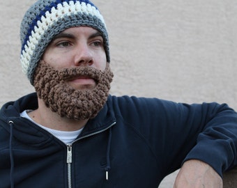 Adult ULTIMATE Bearded Beanie Heather Grey Navy Mix