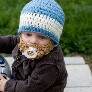 Infant ULTIMATE Country Blue 1-Stripe Bearded Beanie image 1