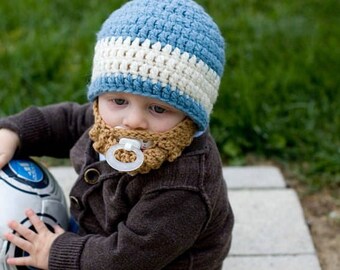 Infant ULTIMATE Country Blue 1-Stripe Bearded Beanie