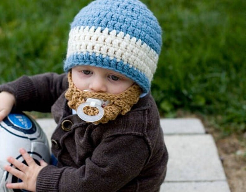 Infant ULTIMATE Country Blue 1-Stripe Bearded Beanie image 1