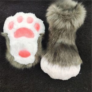 Harige pootlaarzen Pluizige indoorschoenen voor liefhebbers van cosplay en fursuit, schoenen in schattige dierenstijl voor feesten, kostuums en rekwisieten