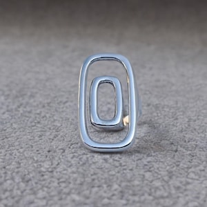 Minimalist Floating 925 Sterling Silver Ring: Modern Geometric Design -
