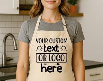 Custom Logo Apron Personalized Text Apron Business Branding Apron Custom Kitchen Apron Add Your Logo or Design Chef Gift Staff Uniform