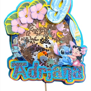 Lilo and Stitch-taarttopper, afdrukbare stitch-topper, digitale taarttopper, stitch-feestdecoratie, cartoon-taarttopper, silhouette cameo-topper