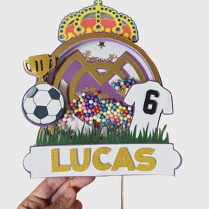 Adorno para tarta de fútbol personalizado, adorno para tarta de cumpleaños con forma de coctelera, decoración para fiesta deportiva infantil, decoración para tarta de fútbol, adorno para cumpleaños de niño futbolista