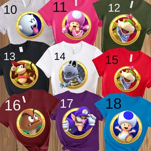 Super Mario Family Shirts,Super Mario Character Shirt,Super Mario Birthday Party Shirt, Mario & Friends Party Shirt,Personalized Mario Shirt
