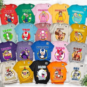 Super Mario Family Shirts,Super Mario Character Shirt,Super Mario Birthday Party Shirt, Mario & Friends Party Shirt,Personalized Mario Shirt