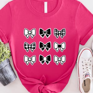 Bow Shirt, Checked Bow T-Shirt, Coquette Bow Shirt, Bow Shirt, Black Bow Shirt, Retro T-Shirt, White Bow Shirt, Casual Colors Shirt, Bow Tee