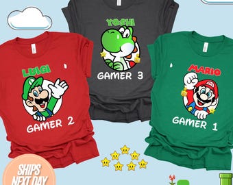 Personalized Mario And Friends Gaming Matching Family Shirt, Super Mario Game custom shirt, Mario Shirt, Mario Family Shirt