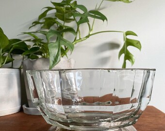 Italian Lead Crystal Hexagon Bowl with Silver-Plated Base, Art Deco Gem