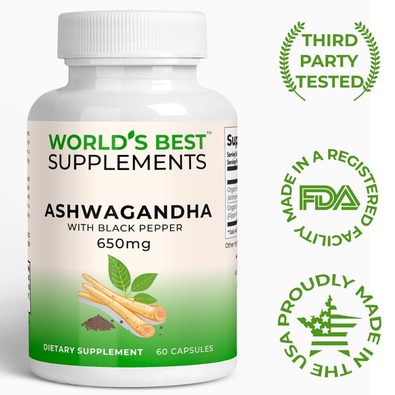 Ashwagandha Capsules: Organic Black Pepper, Adaptogenic Herbal Supplement image 2