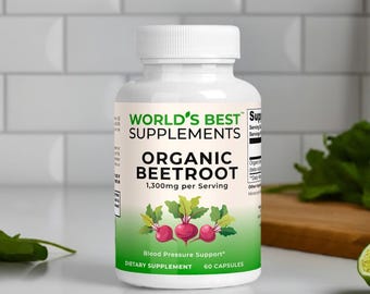 Organic Beetroot 1,300mg | 60 Capsules | 30 Servings | World's Best Supplements
