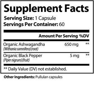Ashwagandha Capsules: Organic Black Pepper, Adaptogenic Herbal Supplement image 3