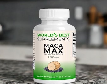 Organic Maca Root Capsules: Black, Red, Yellow Blend - 1500mg