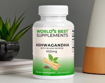 Ashwagandha Capsules: Organic Black Pepper, Adaptogenic Herbal Supplement