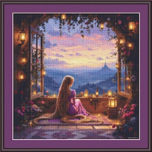 Fairytale Rapunzel Counted Cross Stitch Pattern Chart PDF