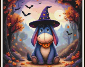 Halloween Donkey Counted Cross Stitch Pattern Chart PDF
