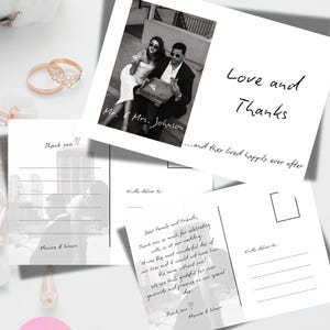 Modello modificabile per biglietto di ringraziamento per matrimonio, biglietto di ringraziamento per matrimonio scritto a mano, biglietto di ringraziamento per matrimonio in bianco e nero, biglietto di ringraziamento per matrimonio