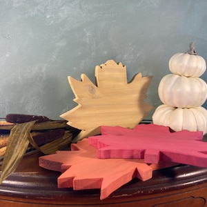 Handmade Wooden Maple Leaf Decor: Rustic Fall Tabletop Cedar Accent