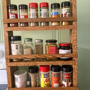 Three tier oak spice rack, minimalist wooden spice rack display rack kitchen spices storage rack organizer housewarming gift