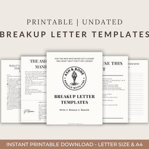Plantillas de cartas de ruptura para hombres / Sanación emocional en PDF / Herramienta de escritura para la recuperación sin contacto