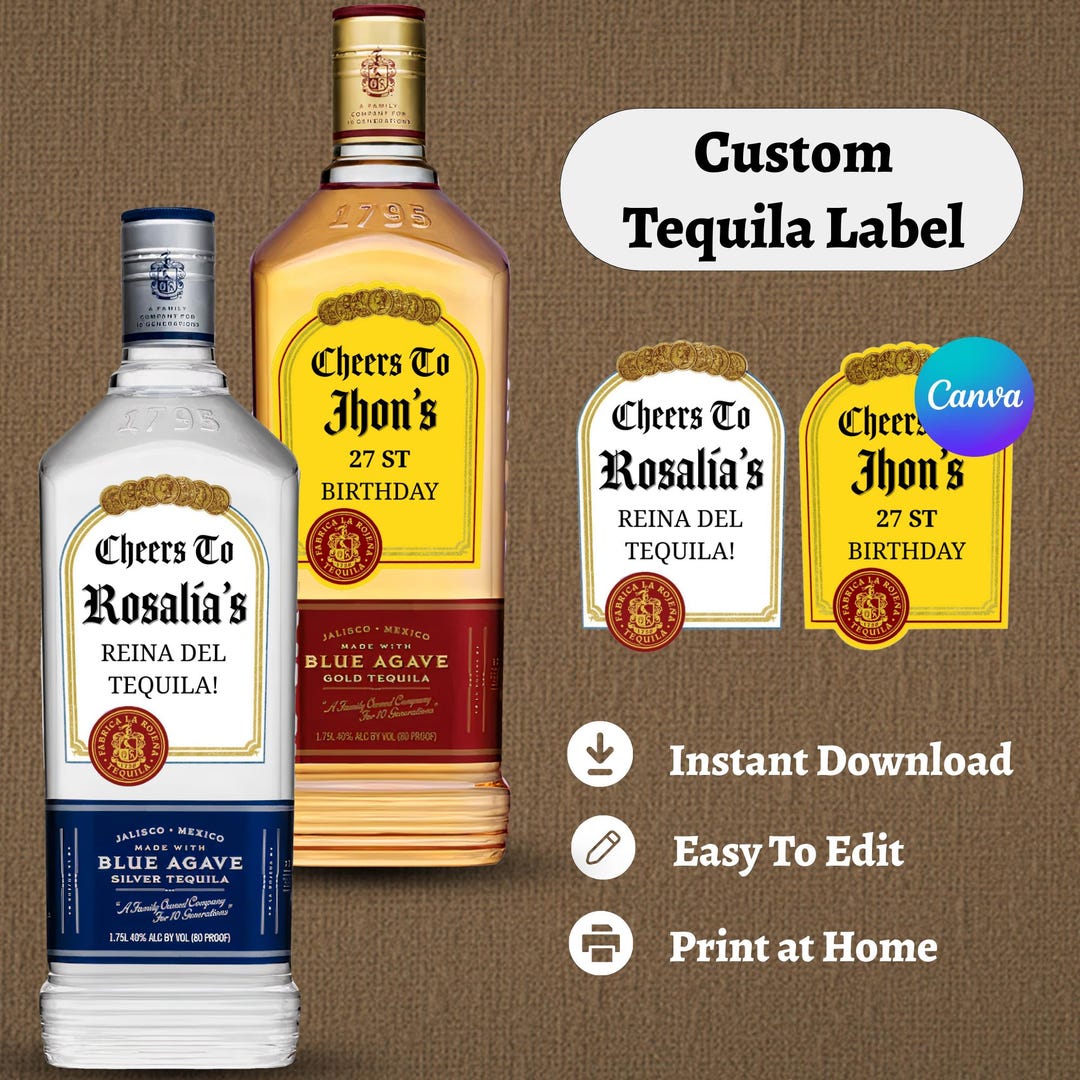 Editable Jose Cuervo Tequila Label Canva Template, Editable Alcohol ...