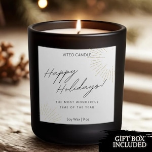 Happy Holidays Gift Christmas Gift Friend Candle Coworker Holiday Gift Winter Home Decor Christmas Decor Xmas Gift Happy New Year Gift Box