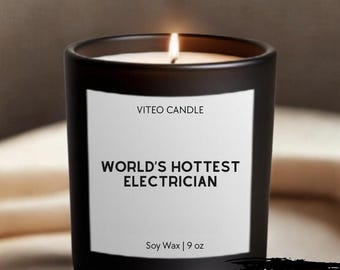 Electrician Gift World's Hottest Electrician Custom Candle Tradesmen Gifts Funny Unique Handmade Electrical Worker For Him Gift Box Included
