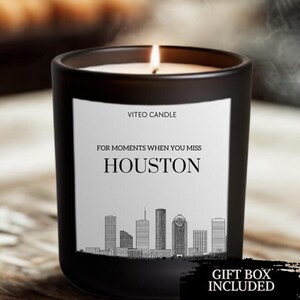 Leaving Houston Texas Gift Candle Housewarming Moving Gift for Friend Farewell Gift Houston Moving Souvenir Gift